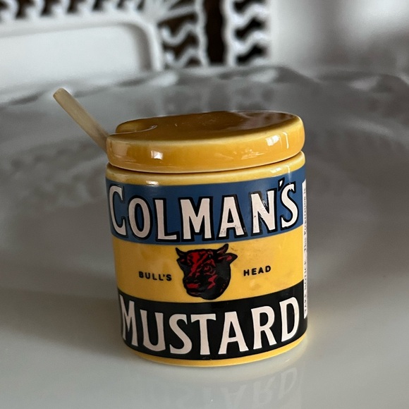 Vintage Ceramic Colman's Mustard Penny Pot with Mustard Spoon - Picture 3 of 11